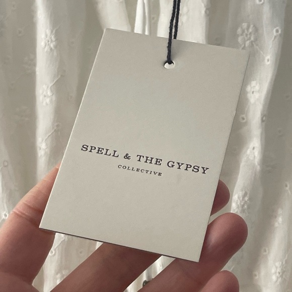 NEW SPELL & THE GYPSY COLLECTIVE Spell
Daisy Chain Ruched Mini Dress White Polka - Picture 6 of 14